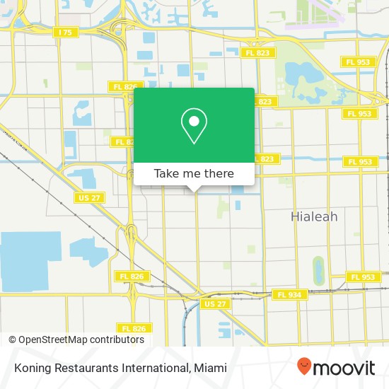 Mapa de Koning Restaurants International, 1213 W 44th Pl Hialeah, FL 33012