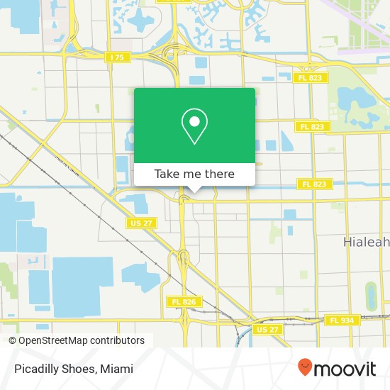 Mapa de Picadilly Shoes, Hialeah, FL 33012