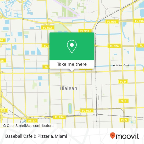 Mapa de Baseball Cafe & Pizzeria, 345 E 49th St Hialeah, FL 33013