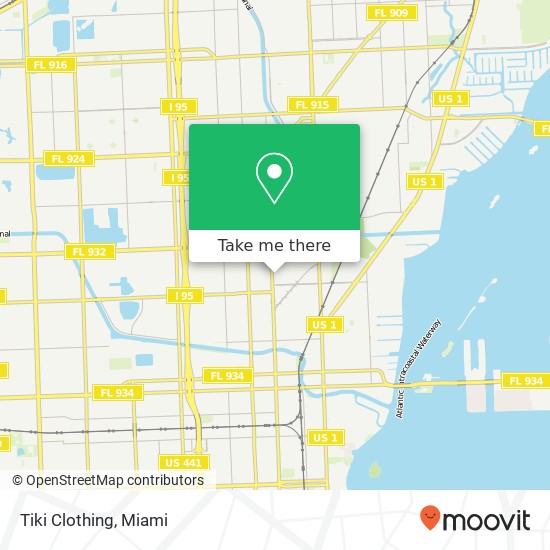 Mapa de Tiki Clothing, 216 NE 98th St Miami Shores, FL 33138