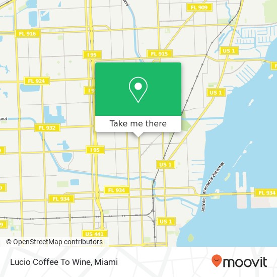 Mapa de Lucio Coffee To Wine, 9802 NE 2nd Ave Miami Shores, FL 33138