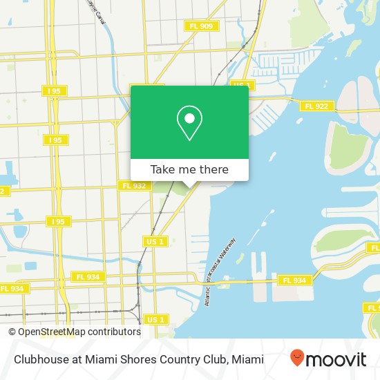 Mapa de Clubhouse at Miami Shores Country Club, 10000 Biscayne Blvd Miami Shores, FL 33138