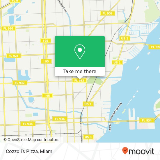 Mapa de Cozzoli's Pizza, 401 NE 103rd St Miami Shores, FL 33138