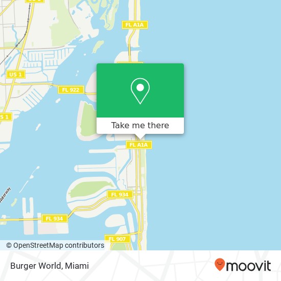 Mapa de Burger World, 8701 Collins Ave Miami Beach, FL 33154