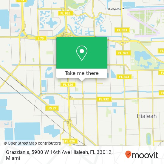 Mapa de Grazzianis, 5900 W 16th Ave Hialeah, FL 33012