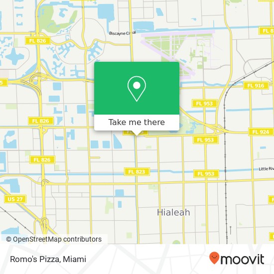 Mapa de Romo's Pizza, 374 W 65th St Hialeah, FL 33012