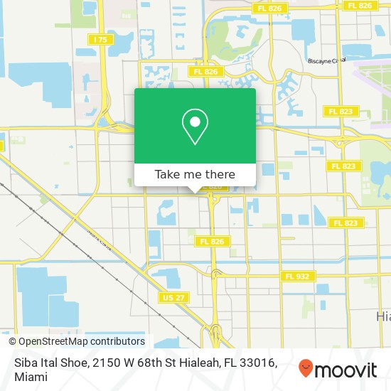 Mapa de Siba Ital Shoe, 2150 W 68th St Hialeah, FL 33016