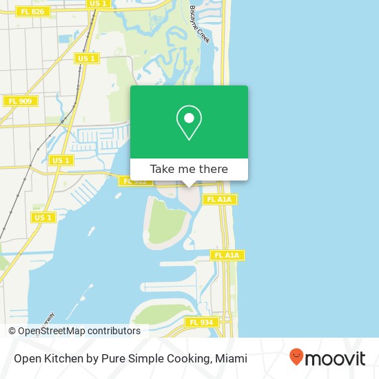 Mapa de Open Kitchen by Pure Simple Cooking, 1071 95th St Bay Harbor Islands, FL 33154