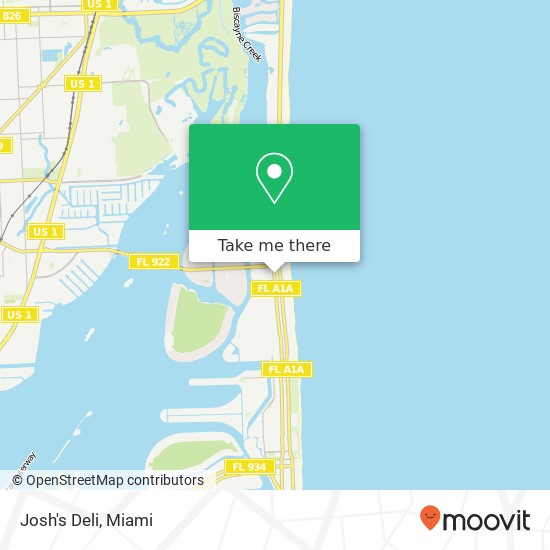 Mapa de Josh's Deli, 9517 Harding Ave Surfside, FL 33154