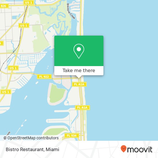 Mapa de Bistro Restaurant, 9555 Harding Ave Surfside, FL 33154