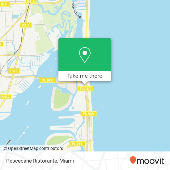 Mapa de Pescecane Ristorante, 9551 Harding Ave Surfside, FL 33154