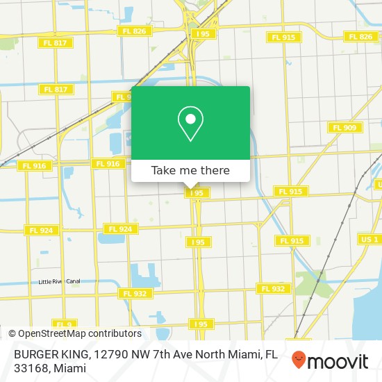 Mapa de BURGER KING, 12790 NW 7th Ave North Miami, FL 33168