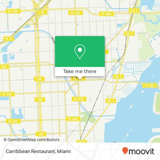 Mapa de Carribbean Restaurant, 633 NE 125th St North Miami, FL 33161