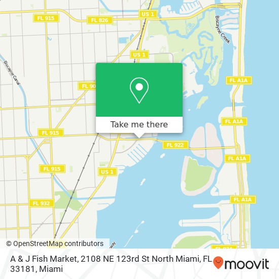Mapa de A & J Fish Market, 2108 NE 123rd St North Miami, FL 33181