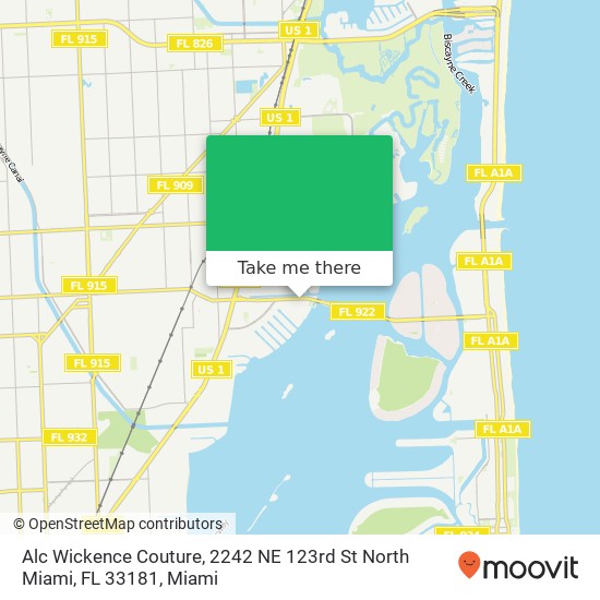 Mapa de Alc Wickence Couture, 2242 NE 123rd St North Miami, FL 33181