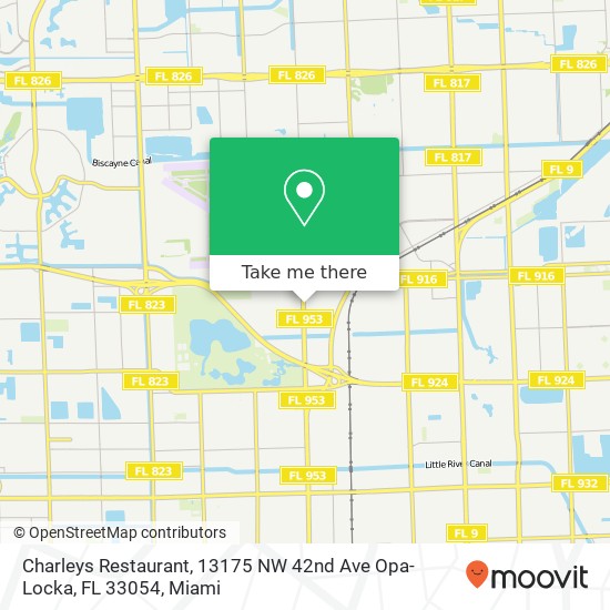 Mapa de Charleys Restaurant, 13175 NW 42nd Ave Opa-Locka, FL 33054