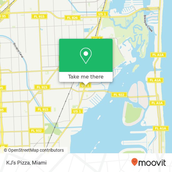 Mapa de KJ's Pizza, 12581 Biscayne Blvd North Miami, FL 33181