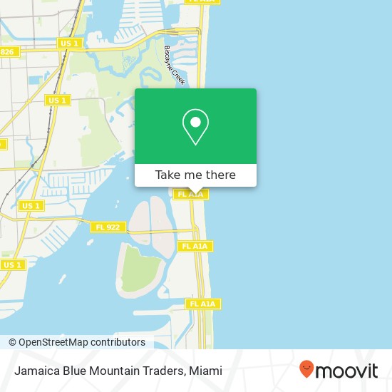 Mapa de Jamaica Blue Mountain Traders, 10185 Collins Ave Miami Beach, FL 33154