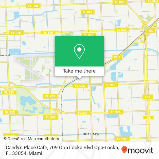 Mapa de Candy's Place Cafe, 709 Opa Locka Blvd Opa-Locka, FL 33054