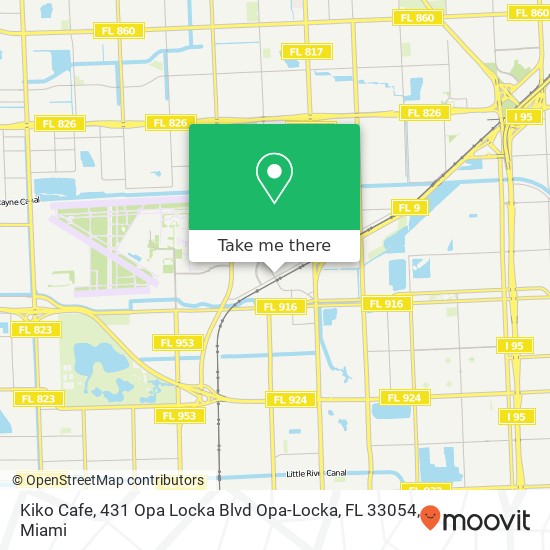 Mapa de Kiko Cafe, 431 Opa Locka Blvd Opa-Locka, FL 33054