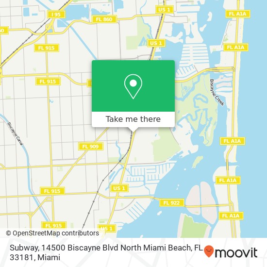 Subway, 14500 Biscayne Blvd North Miami Beach, FL 33181 map