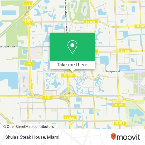 Mapa de Shula's Steak House, 7601 Miami Lakes Dr Miami Lakes, FL 33014