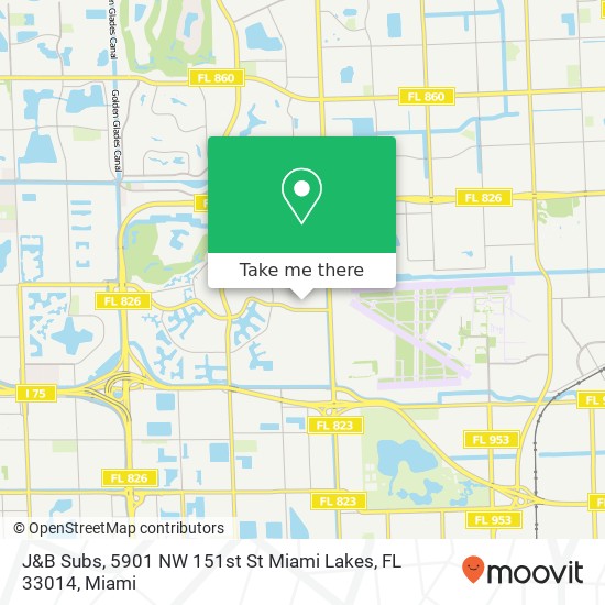 Mapa de J&B Subs, 5901 NW 151st St Miami Lakes, FL 33014