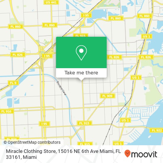 Mapa de Miracle Clothing Store, 15016 NE 6th Ave Miami, FL 33161