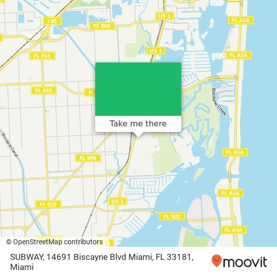 SUBWAY, 14691 Biscayne Blvd Miami, FL 33181 map