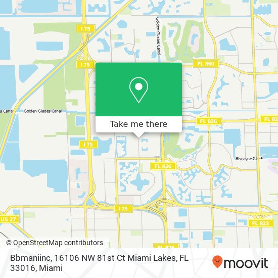 Mapa de Bbmaniinc, 16106 NW 81st Ct Miami Lakes, FL 33016