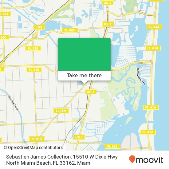 Mapa de Sebastien James Collection, 15510 W Dixie Hwy North Miami Beach, FL 33162