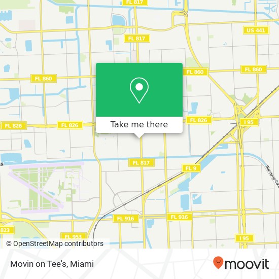 Mapa de Movin on Tee's, 15978 NW 27th Ave Opa-Locka, FL 33054