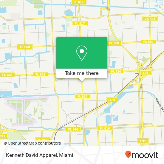 Mapa de Kenneth David Apparel, 16178 NW 27th Ave Opa-Locka, FL 33054