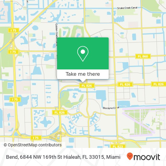 Mapa de Bend, 6844 NW 169th St Hialeah, FL 33015