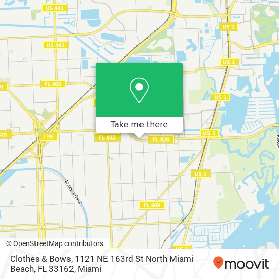 Mapa de Clothes & Bows, 1121 NE 163rd St North Miami Beach, FL 33162