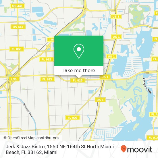 Mapa de Jerk & Jazz Bistro, 1550 NE 164th St North Miami Beach, FL 33162