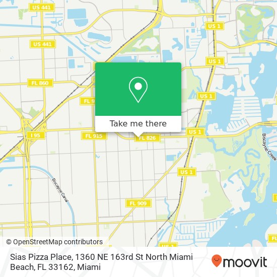 Mapa de Sias Pizza Place, 1360 NE 163rd St North Miami Beach, FL 33162