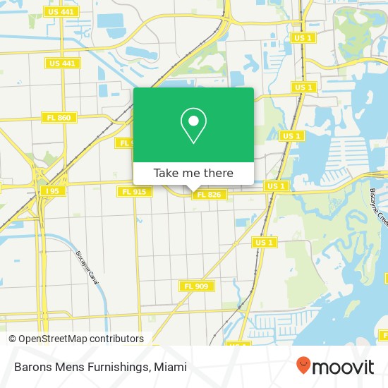 Mapa de Barons Mens Furnishings, 1361 NE 163rd St Miami, FL 33162