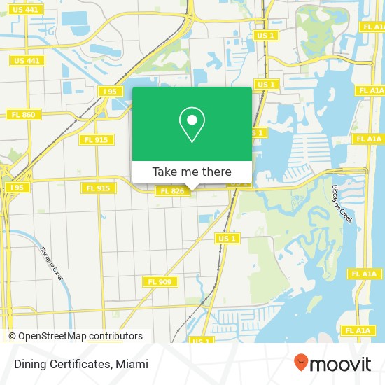 Mapa de Dining Certificates, 1751 NE 162nd St North Miami Beach, FL 33162