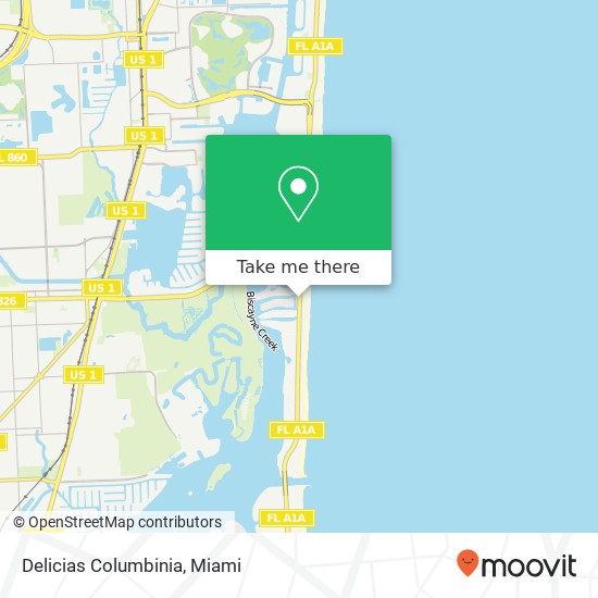 Mapa de Delicias Columbinia, 16100 Collins Ave Sunny Isles Beach, FL 33160