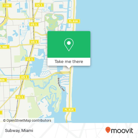 Mapa de Subway, 16850 Collins Ave Sunny Isles Beach, FL 33160