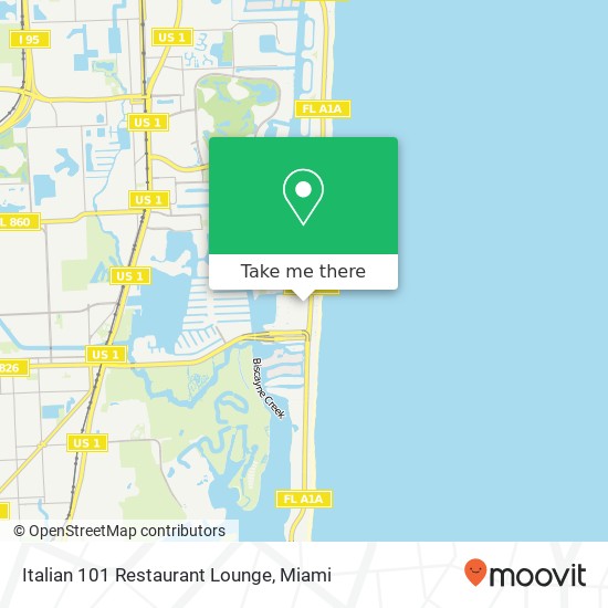 Mapa de Italian 101 Restaurant Lounge, 17082 Collins Ave Sunny Isles Beach, FL 33160
