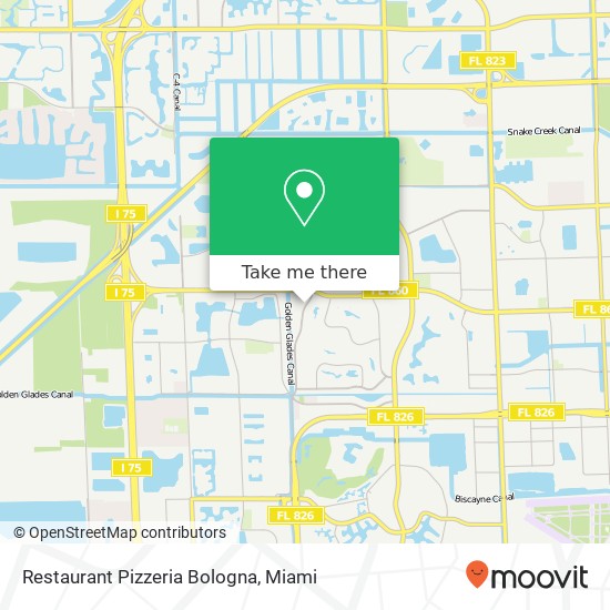 Mapa de Restaurant Pizzeria Bologna, 18400 NW 75th Pl Hialeah, FL 33015