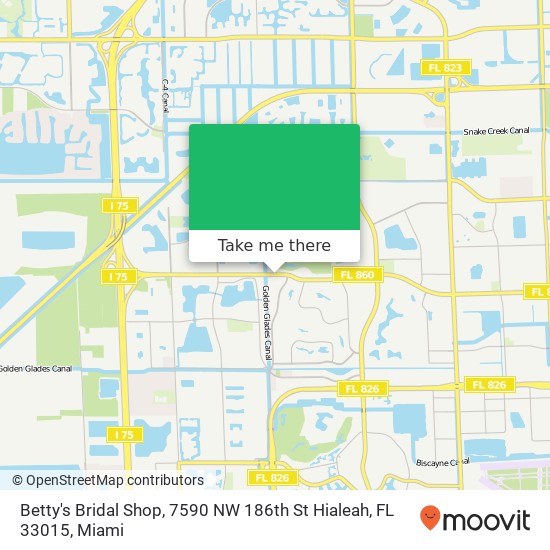 Mapa de Betty's Bridal Shop, 7590 NW 186th St Hialeah, FL 33015