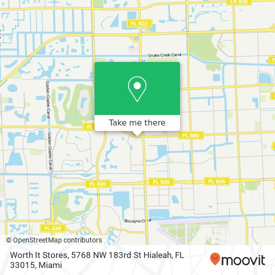 Mapa de Worth It Stores, 5768 NW 183rd St Hialeah, FL 33015