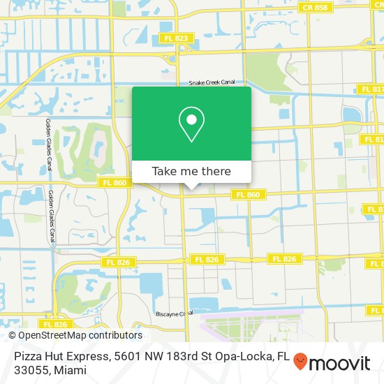 Mapa de Pizza Hut Express, 5601 NW 183rd St Opa-Locka, FL 33055