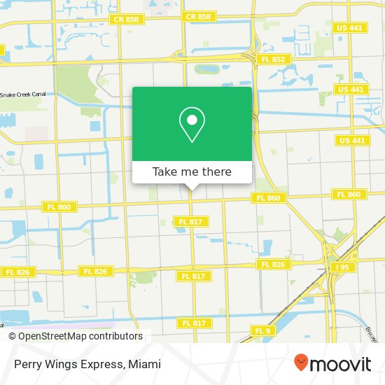 Mapa de Perry Wings Express, 18553 NW 27th Ave Miami Gardens, FL 33056