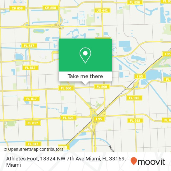 Mapa de Athletes Foot, 18324 NW 7th Ave Miami, FL 33169