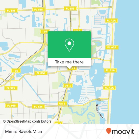Mapa de Mimi's Ravioli, 18681 W Dixie Hwy Miami, FL 33180