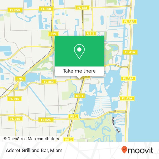 Mapa de Aderet Grill and Bar, 2520 NE Miami Gardens Dr Miami, FL 33180